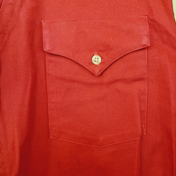 Mid-West Garment Co. Rodeo Cowboy Farm Shirt Mens XS Red Tan - Picture 8 of 14